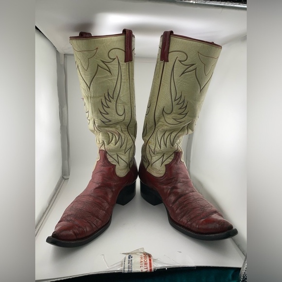 Men’s Unbranded cowboy boots custom 50s-60s Red & Cream sz:9.5​​​​​​​​​